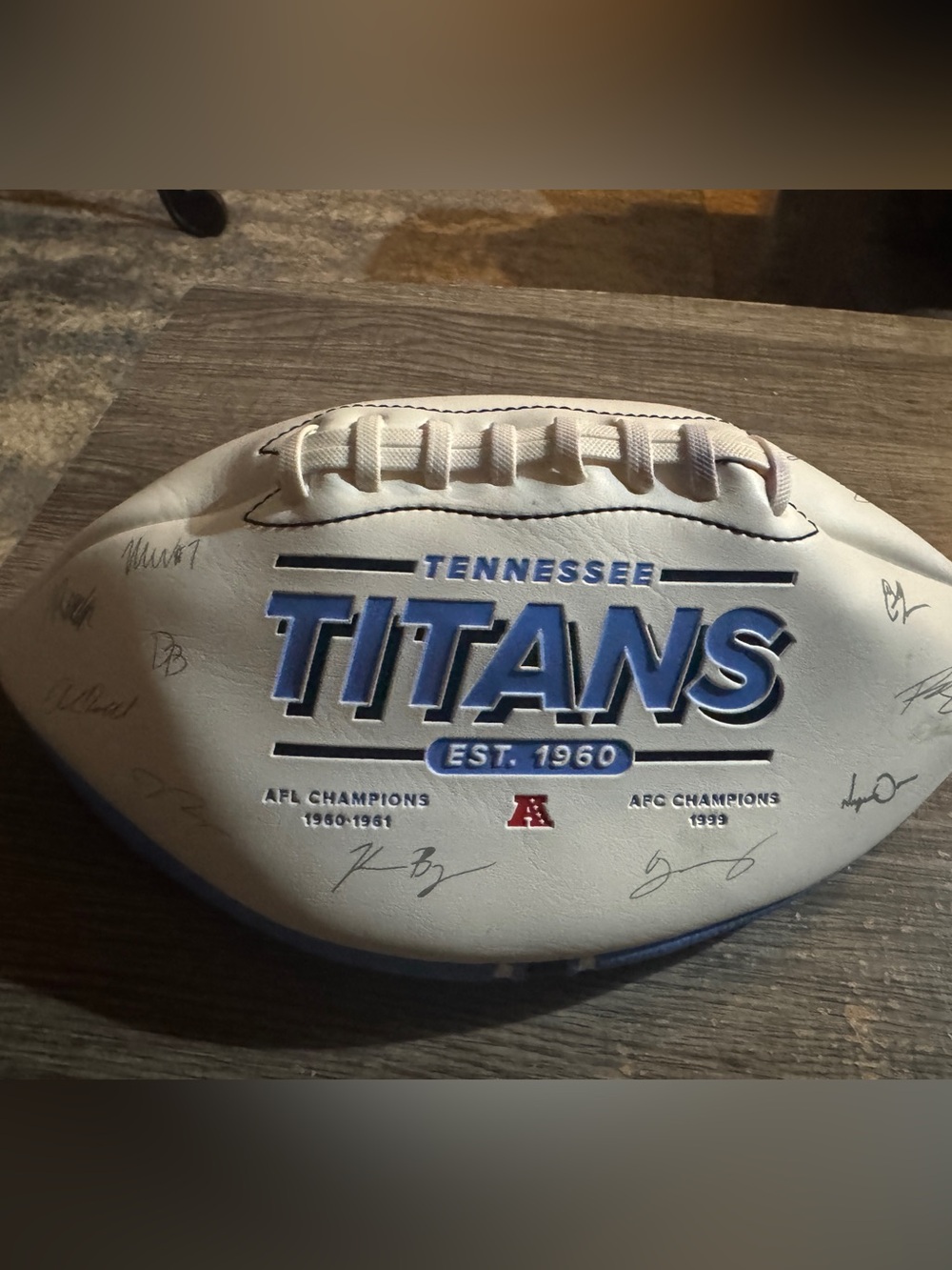 Tennessee Titans White & Blue Autographed Football Replica
